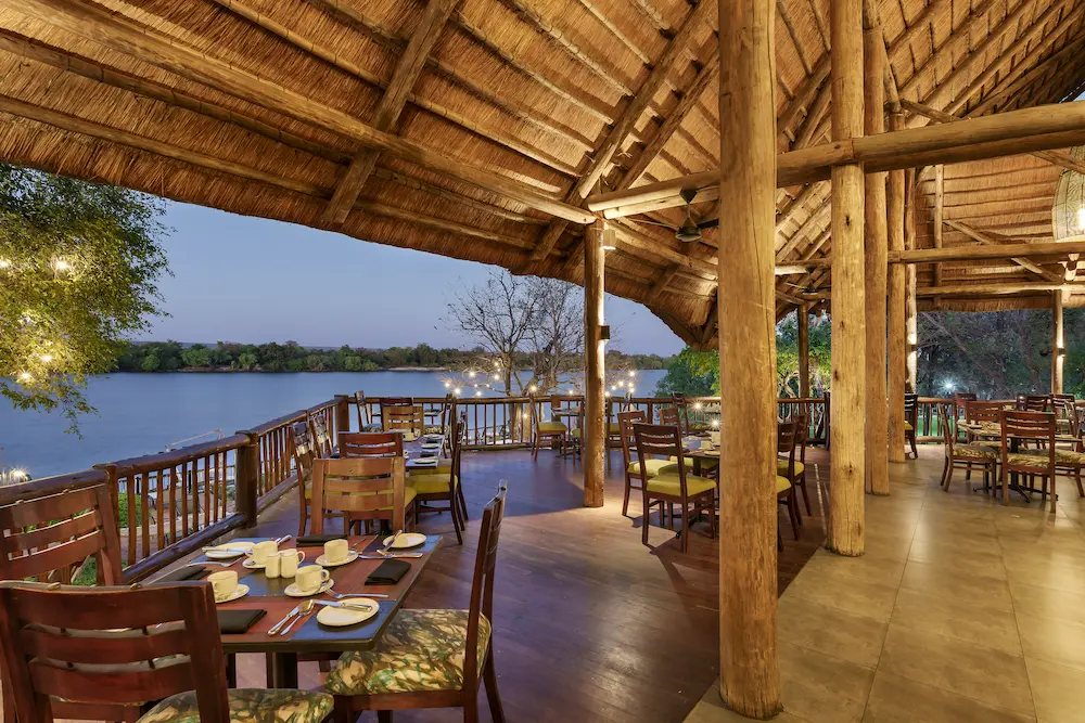 Dining overlooking the Zambezi River