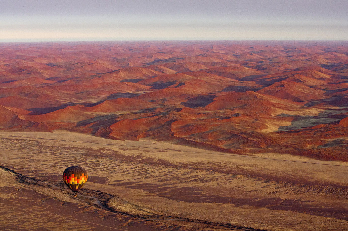 Hot air balloon safari over the Masai Mara at sunrise