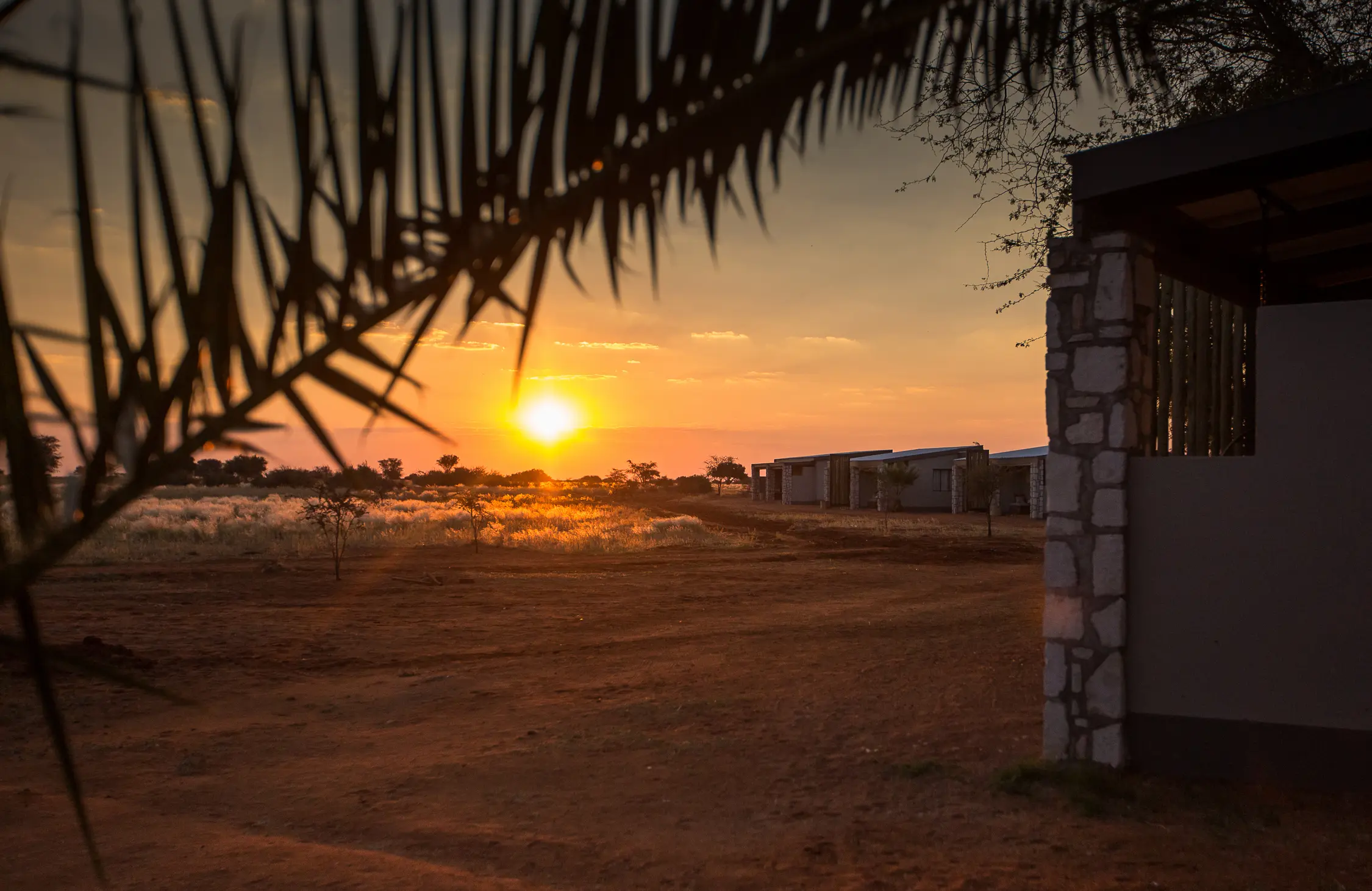 Sunset over the Kalahari at Kalahari Anib Lodge