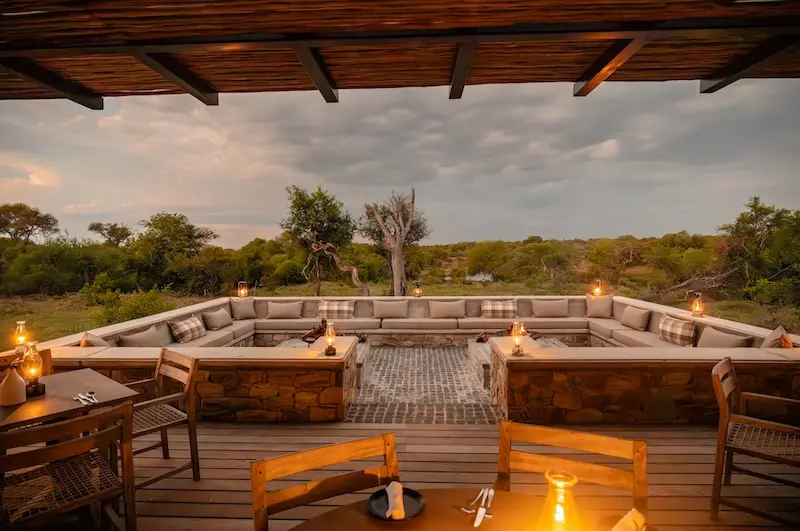 Kapama River Lodge firepit luxury safari evening