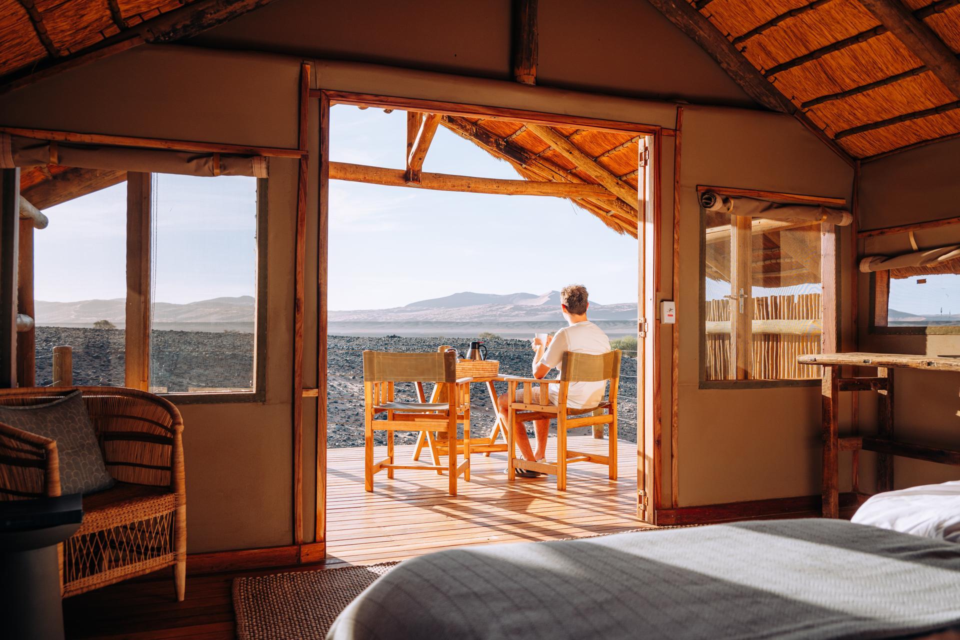 Balcony view at Kulala Desert Lodge