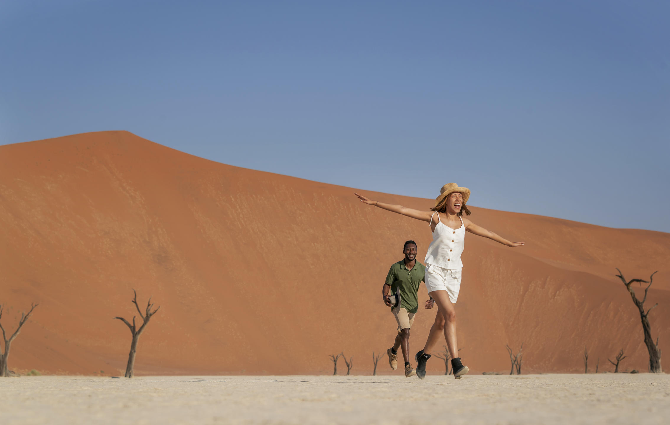 Couple on romantic Namibia safari