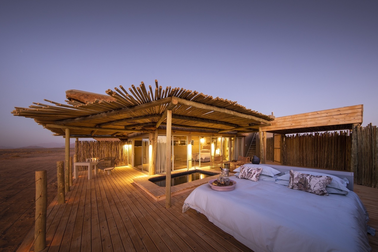 Sleeping under the stars on the roof at Little Kulala
