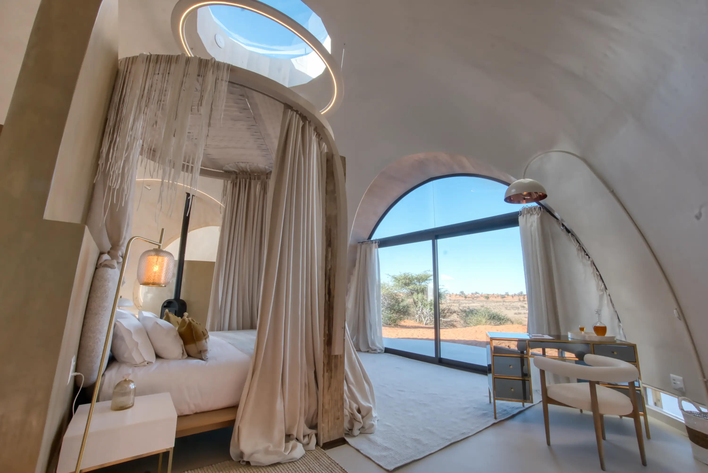 Bedroom at the Reverie Kalahari Pod