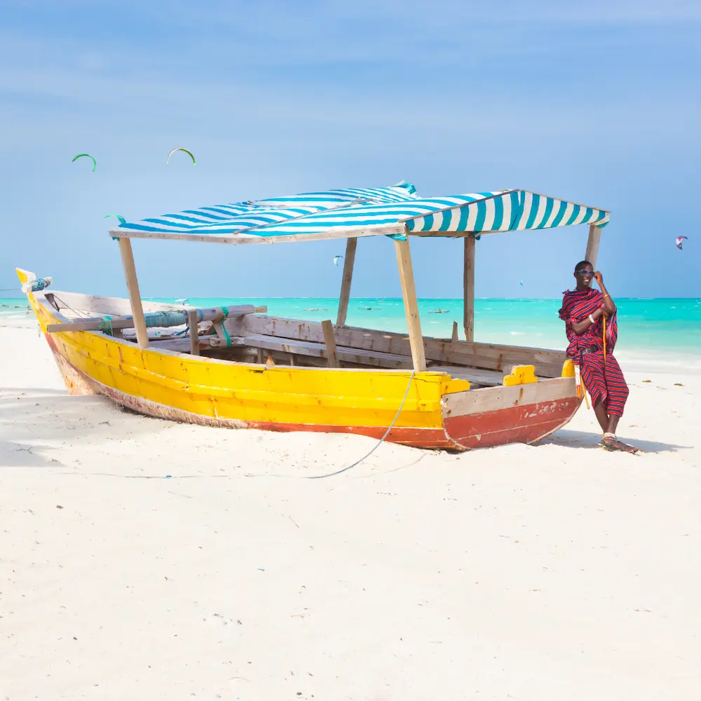 Zanzibar beach and dhow